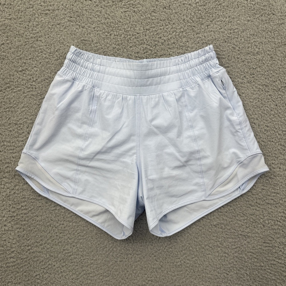 Lululemon Hotty Hot Shorts High Rise 4" Blue Linen Athletic Athleisure Women's 4